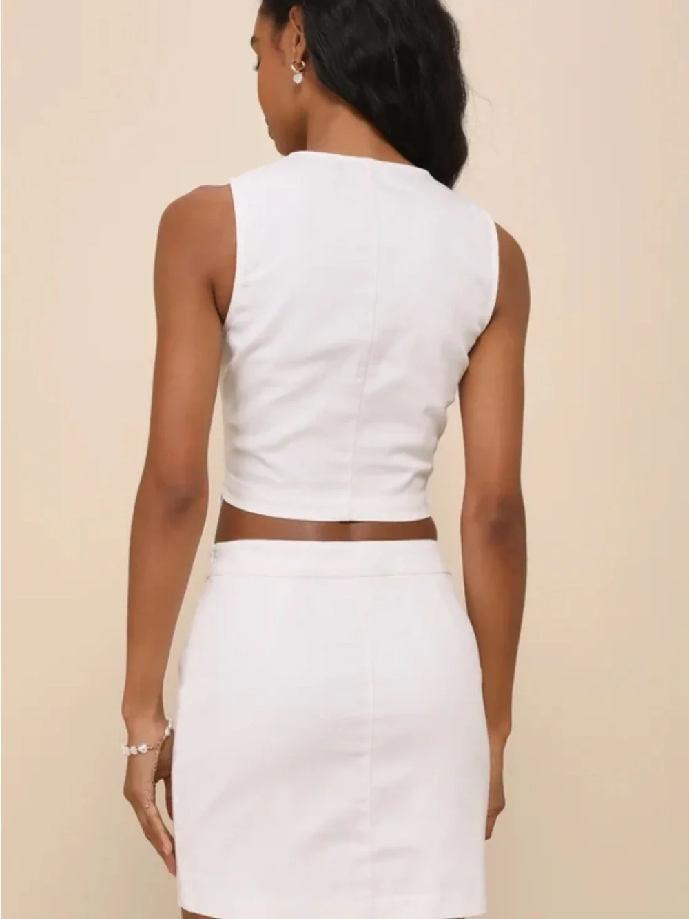 Lulus Social Favorite Ivory High-rise Button-front Denim Mini Skirt & Top White - Picture 4 of 6